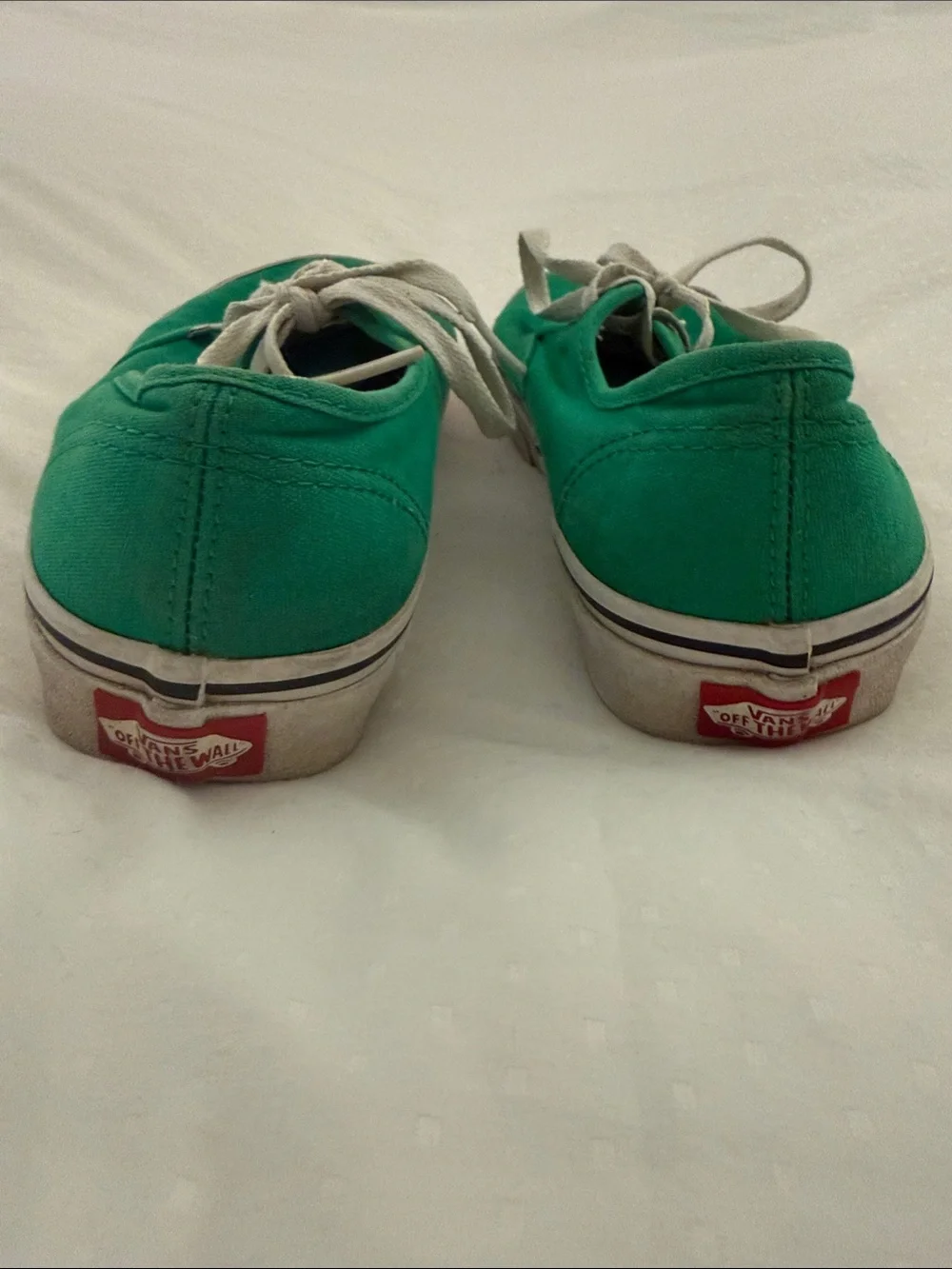 Vans Green Canvas Low-Top Sneakers with White Laces